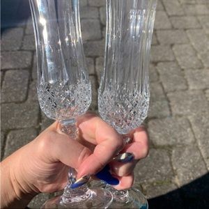 Set of 2 Czech Republic crystal wine glasses